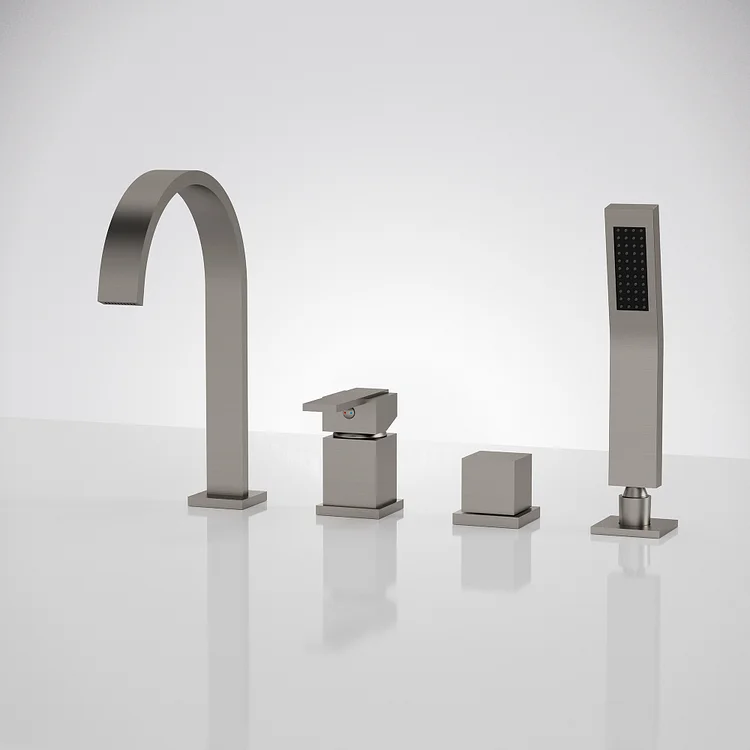EVERSTEIN Waterfall Bathtub Faucet with Hand Shower Brushed Nickel SFS-1161-NK
