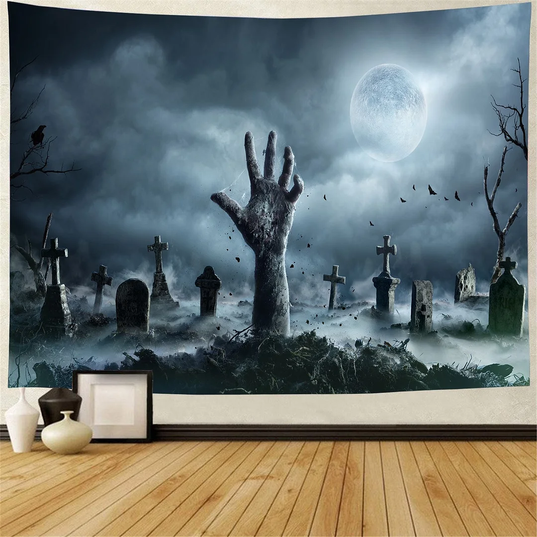 Halloween Pumpkin Lamp Wall Hanging Tapestry Bohemia Hippie Magic Castle Ghost Wall Blanket Decor Horrible Devil Bedspread Mat