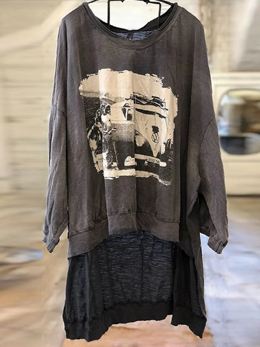 Patterned Women Long Sleeve Soft Top