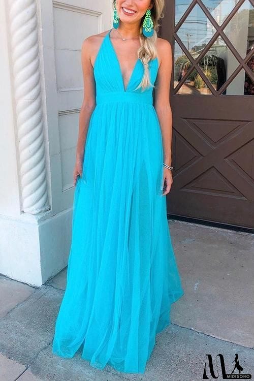 MidiSono - V Neck Backless Maxi Dress