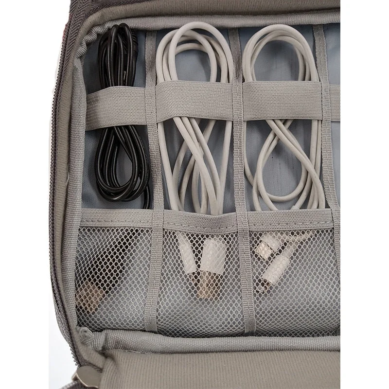Home Portable Cable Digital Storage Bags Organizer USB Gadgets Wires Charger Power Battery Zipper Cosmetic Bag Case