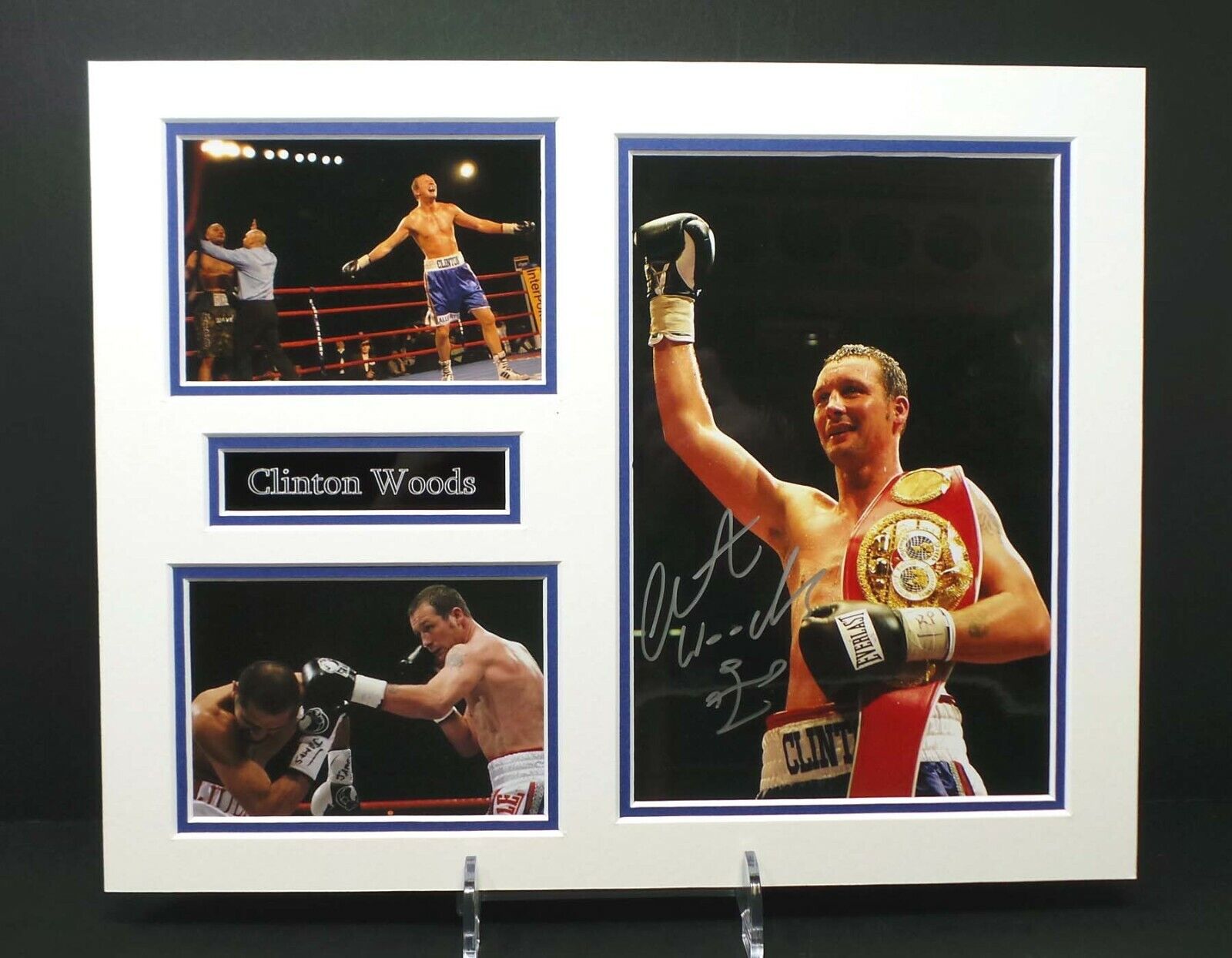 Clinton WOODS Signed Mounted IBF Champion Boxing Photo Poster painting Display 1 AFTAL RD COA