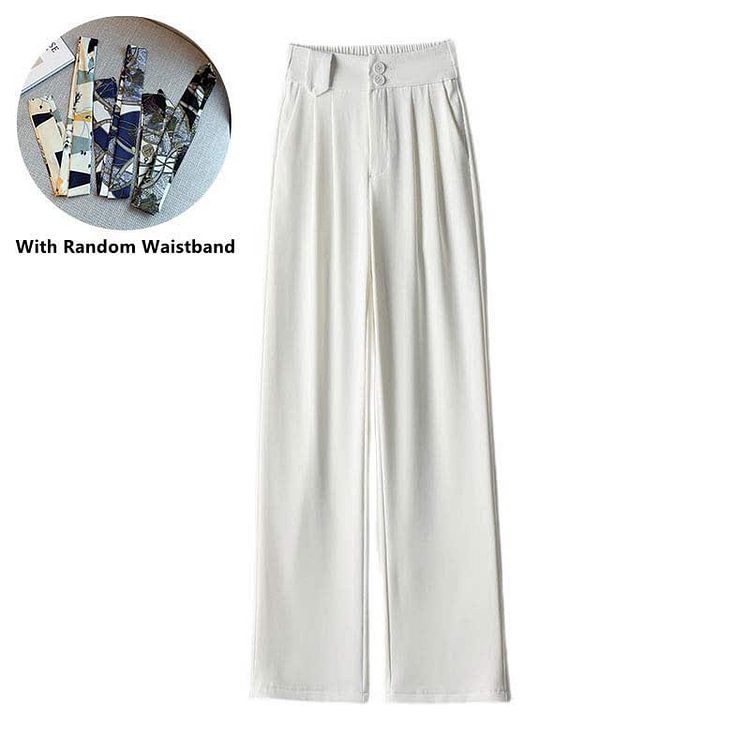 High Waist Wide Leg Drape Suit Pants With Waistband - Modakawa modakawa