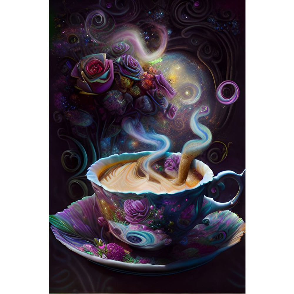 (Pre-Sale) Abstraction - Coffee And Roses 40*50CM(Canvas) Full Round Drill Diamond Painting gbfke