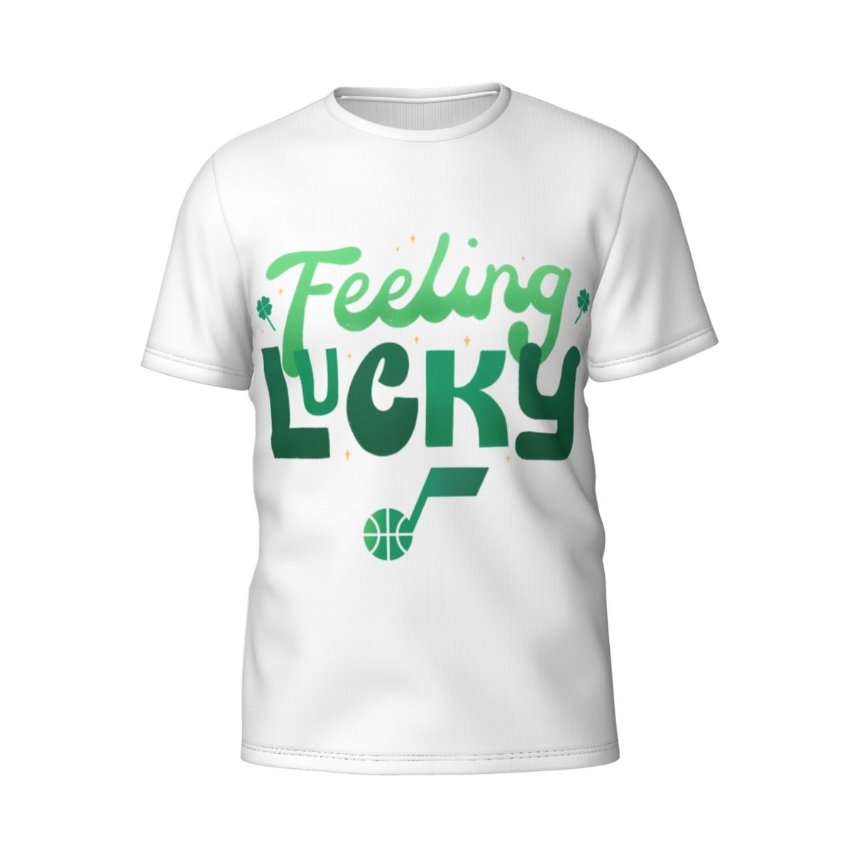 Utah Jazz Feeling Lucky St. Patrick's Day White Printed Men's T-Shirt