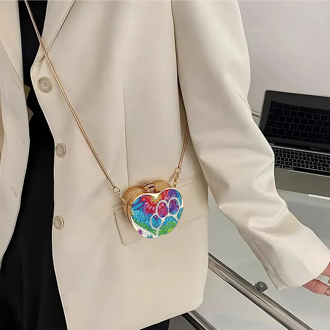 Big Cat Paw DIY Acrylic Love Art Diamond Painting Coin Purse w/ Chain for Women