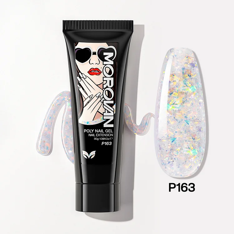 White/Yellow Glitter Poly Nail Gel 30ml