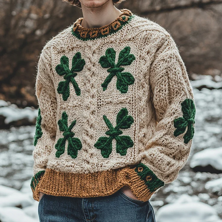 Men's Irish Celtic Knotted Knit Jacquard Warmth Sweater