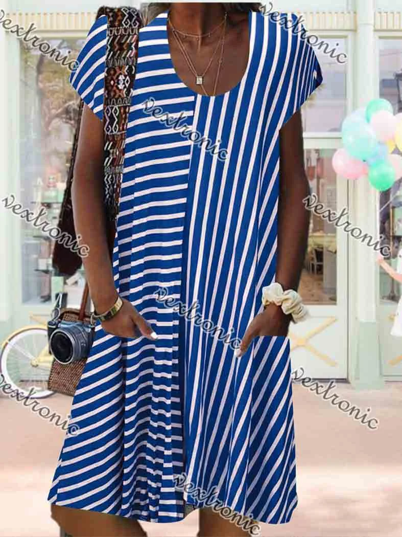 Women Half Sleeve V-neck Solid Color Dress