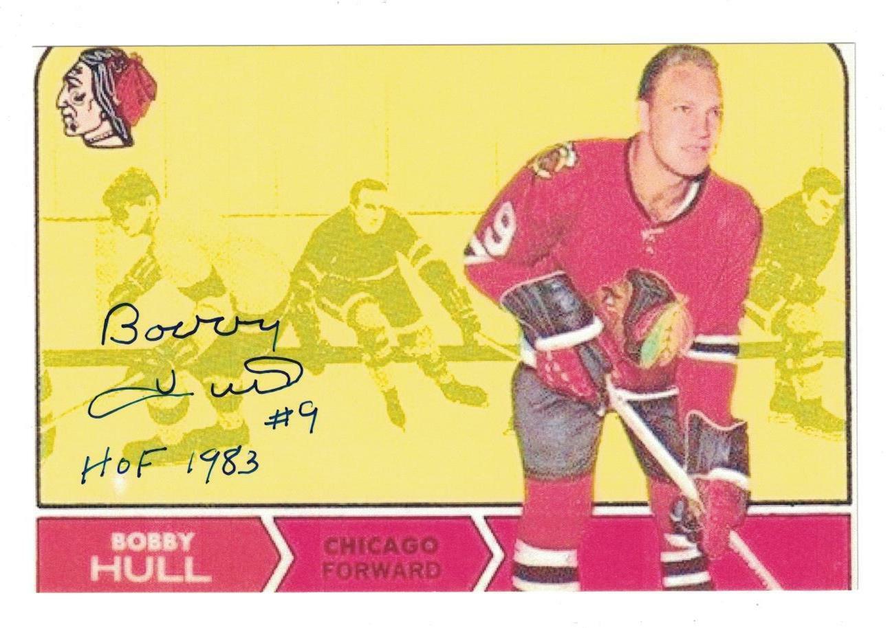 Bobby Hull Signed Autographed 4x6 Photo Poster painting Chicago Black Hawks HOF 1983 C
