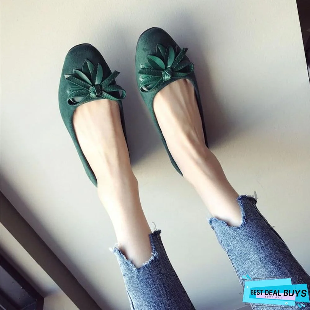 Women Ballet Flats Slip-On Bowtie Work Flats Shoes