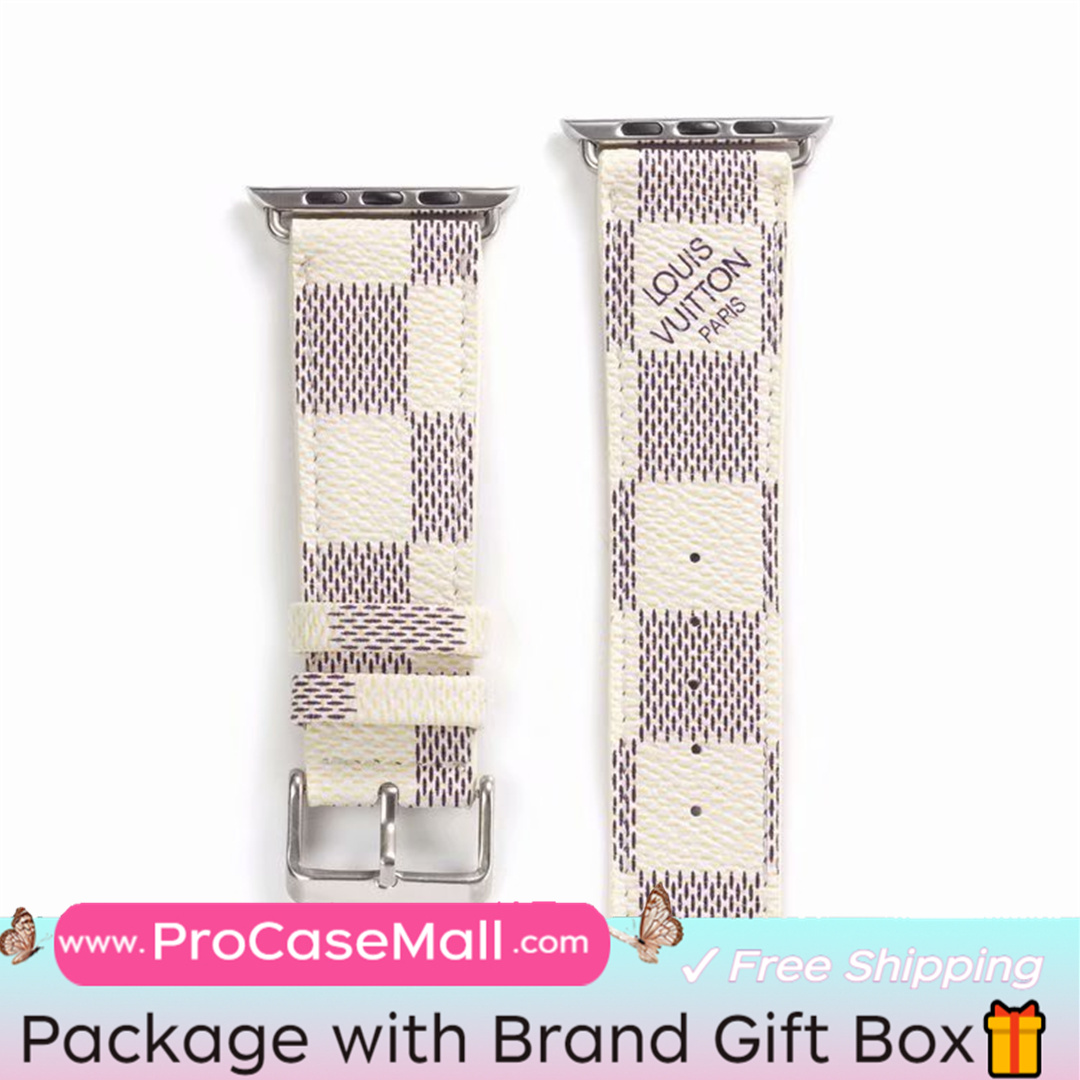 Classic LV Monogram Leather Checkerboard Canvas Apple Watch Strap