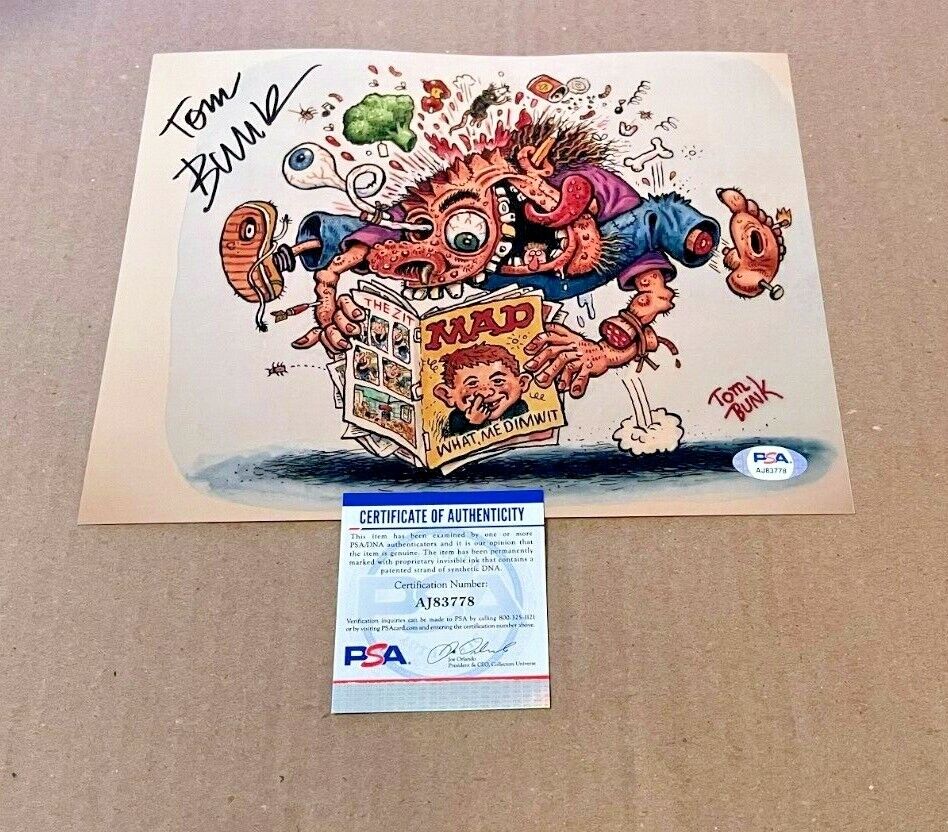 TOM BUNK SIGNED MAD MAGAZINE 8X10 Photo Poster painting PSA/DNA CERTIFIED