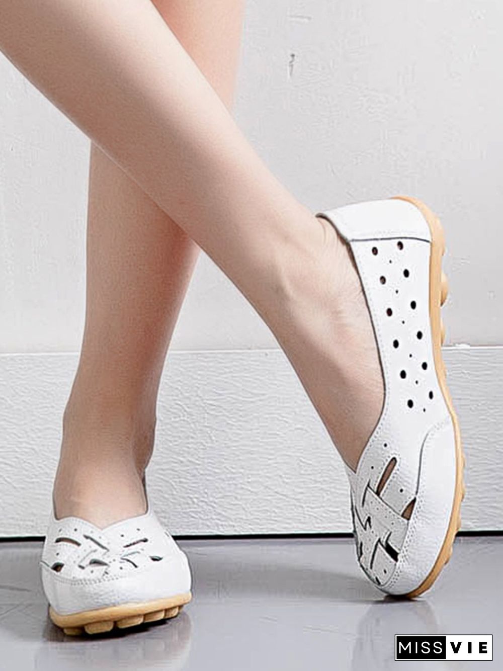 Hollow Leather Soft Sole Shoes