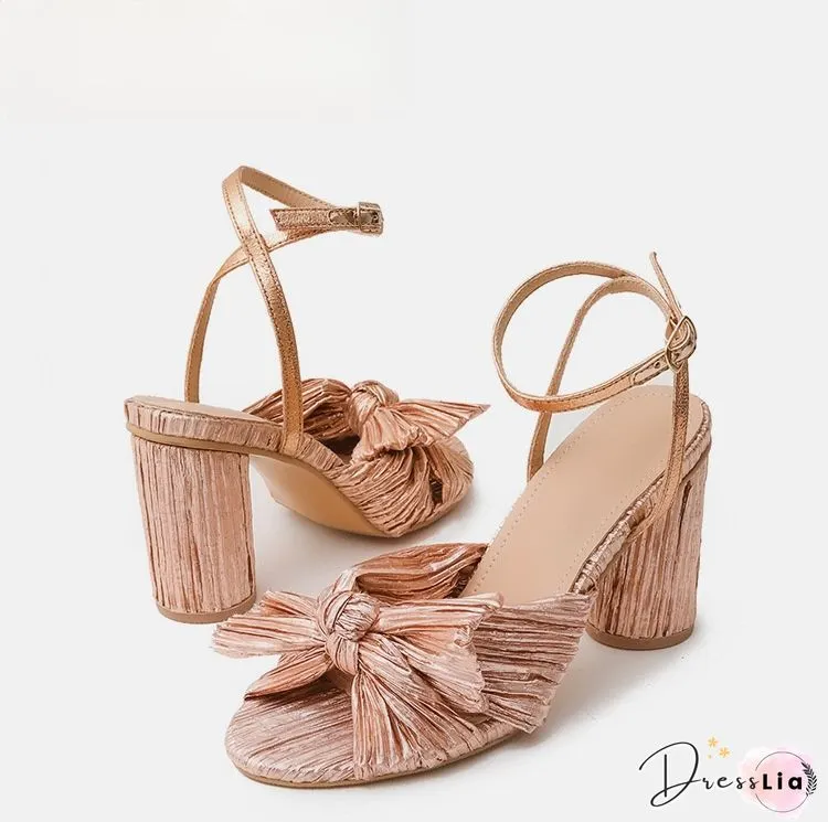 Metal Feeling Bow High Heel Slipper