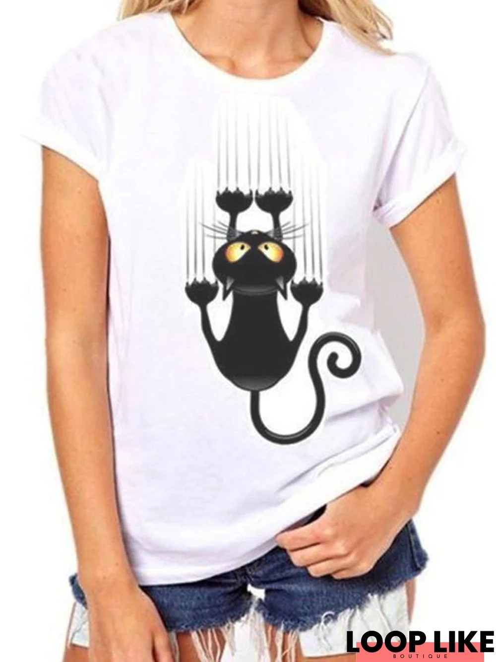 Crew Neck Casual Cotton Animal T-shirt