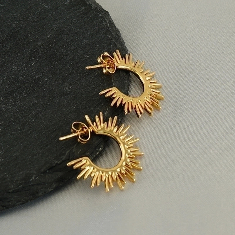 1 Pair Elegant Solid Color Plating Stainless Steel Titanium Steel 18K Gold Plated Ear Studs