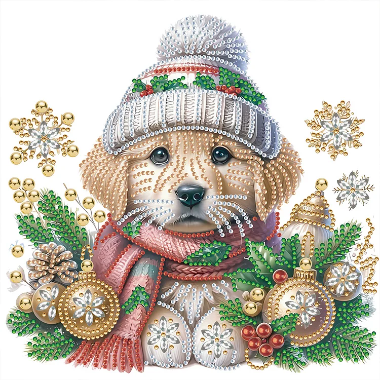 Partial Special-Shaped Diamond Painting - Christmas Puppy 30*30CM