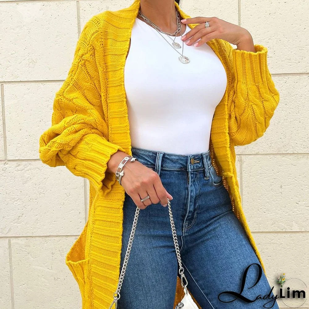 Women Winter Long Sleeve Plush Long Sweater Jacket