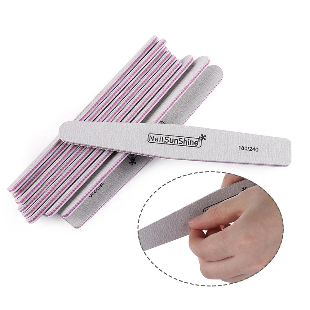 1Pc Professional Nail File Sandpaper Thick Nail Files Buffer For Manicure Sanding Half Moon Lime Nail Tools 100/180/240-Nail Inspo
