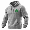 Men's Vintage Shamrock St. Patrick's Day Pocket Long Sleeve Hoodie by Inlyline