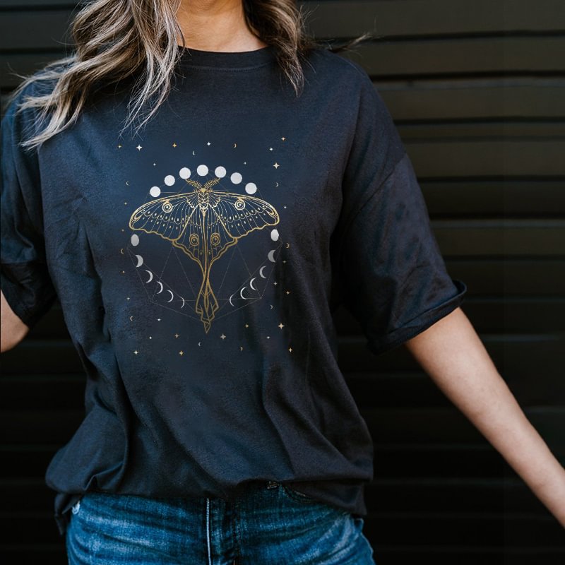   Starry Sky Butterfly Print Women's T-shirt - Neojana