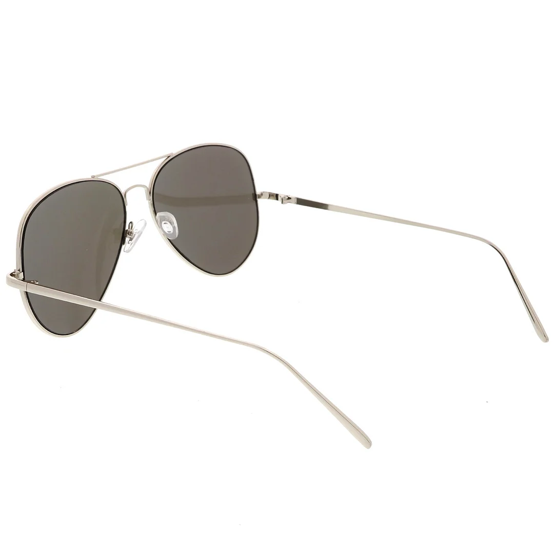 Classic Metal Aviator glasses Double Nose Bridge Color Mirror Flat Lens 59mm