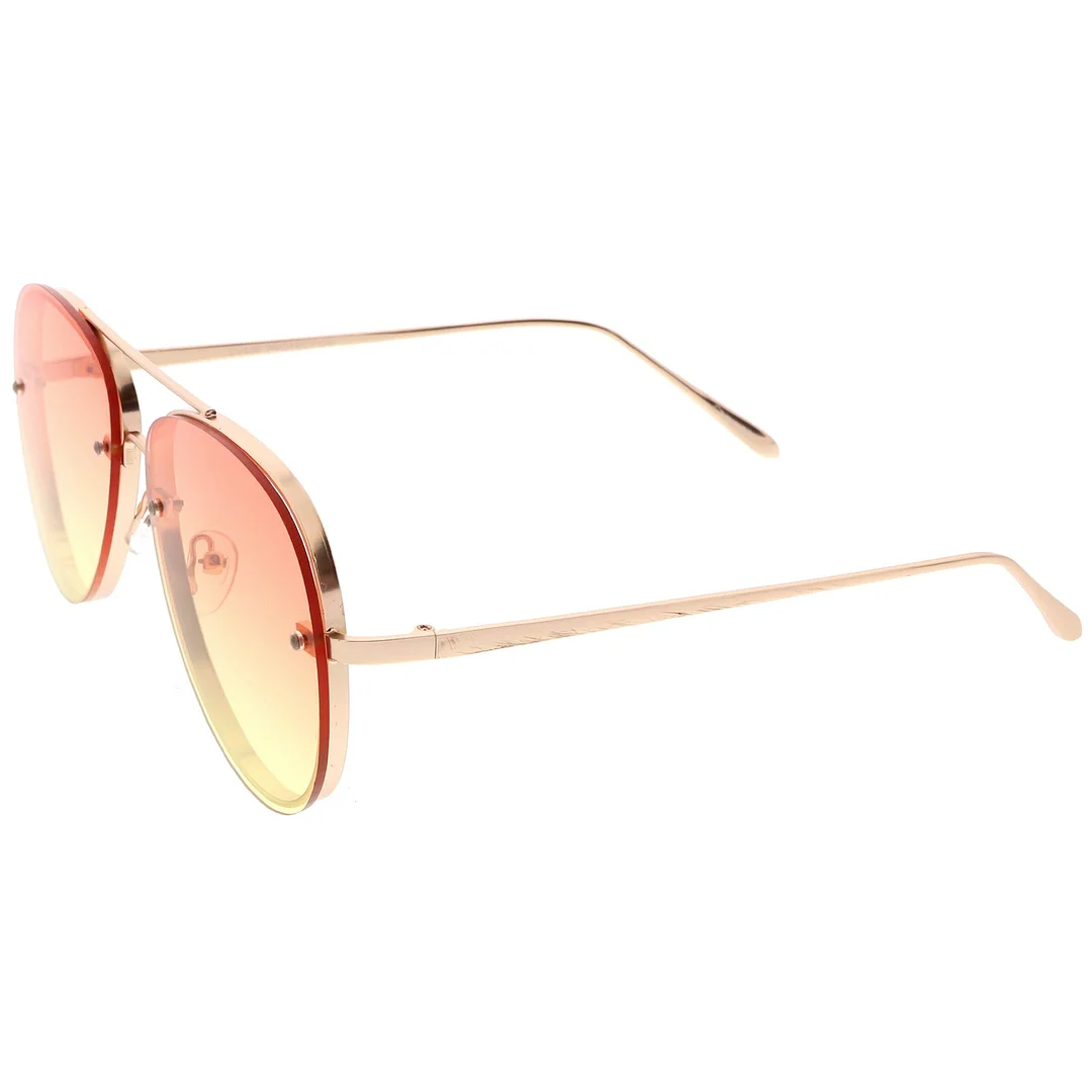 Oversize Rimless Aviator glasses Thick Frame Gradient Flat Lens 60mm