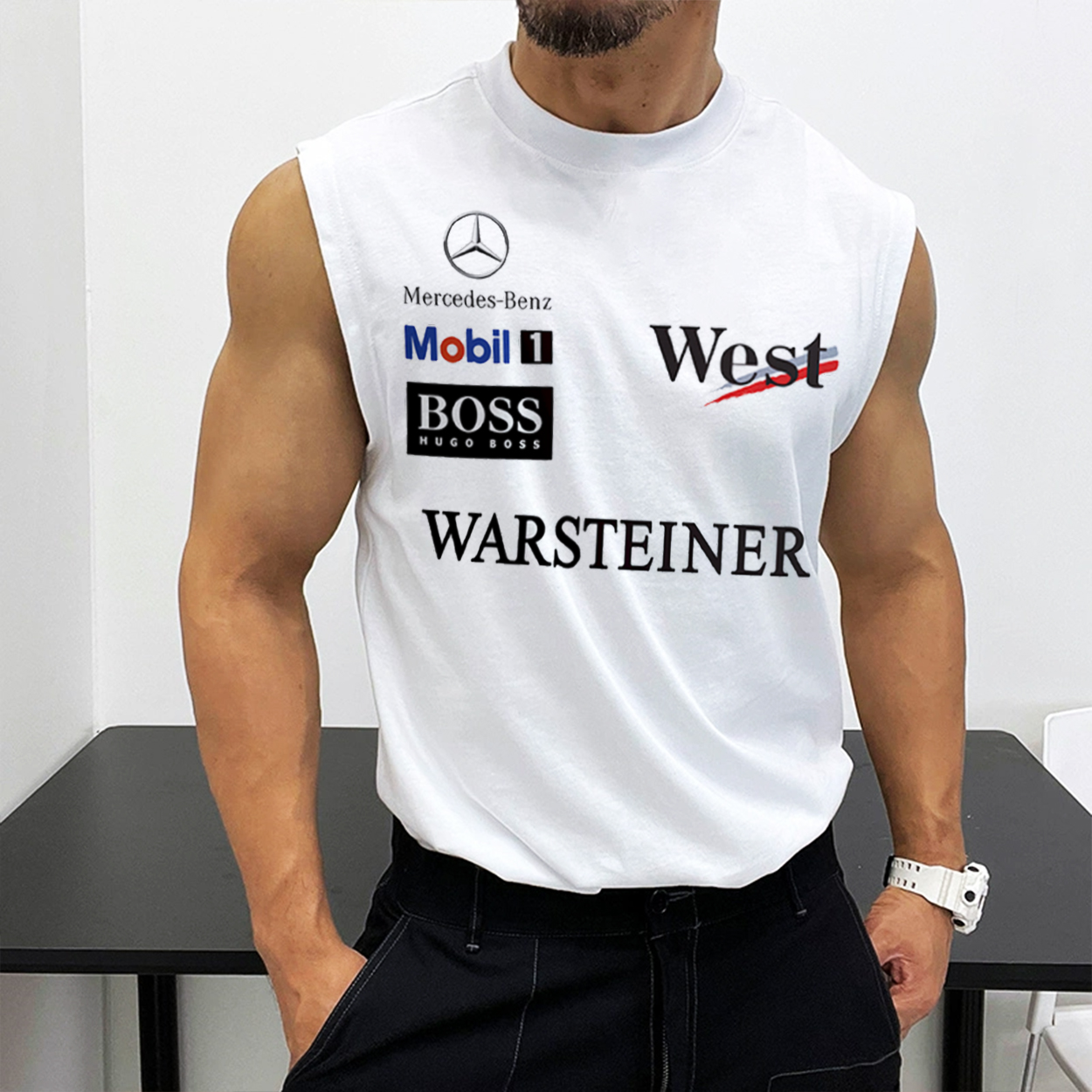 Men's Racing Club Printed Gym Sleeveless Tank
