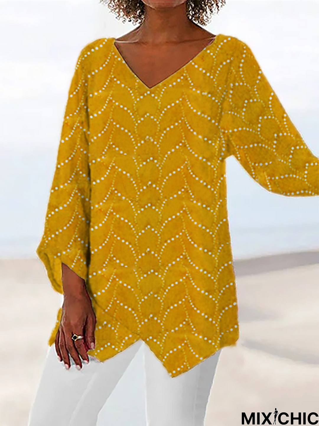 Plus size Long Sleeve V Neck Casual Tops