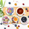 6Pcs/set Diamond Painting Wooden Flower Cake Coaster Cup Cushion With Holder