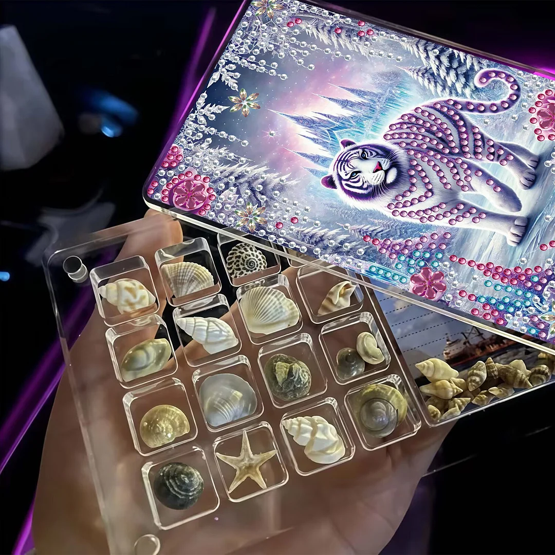 2pcs DIY 5D Diamond Painting Acrylic Jewelry Box Kit Gift for Adults (Animal A)