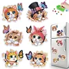 6Pcs Butterfly Kitten Diamond Painting Fridge Magnet Diamond Art Magnets Decals Kit