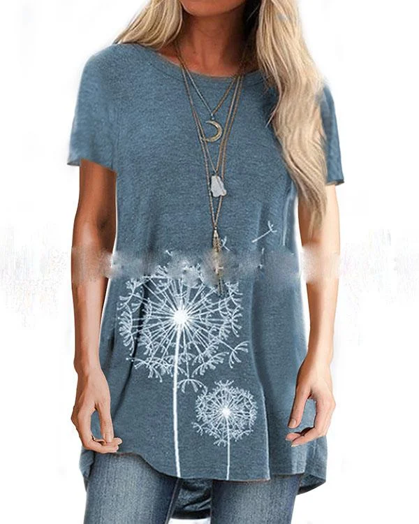 casual printed blouse short sleeves loose top p117962