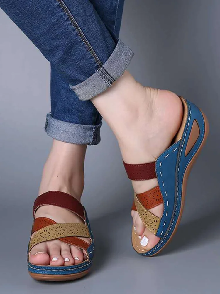 Qengg Women Wedges Sandals Beach Casual Slippers Flip Flops Non-slip Finger Flat Fashion Shoes Sandalias Mujer Comodas