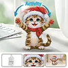 Xmas Acrylic Shaking Head 5D DIY Diamond Art Tabletop Decorations for Home (Cat)