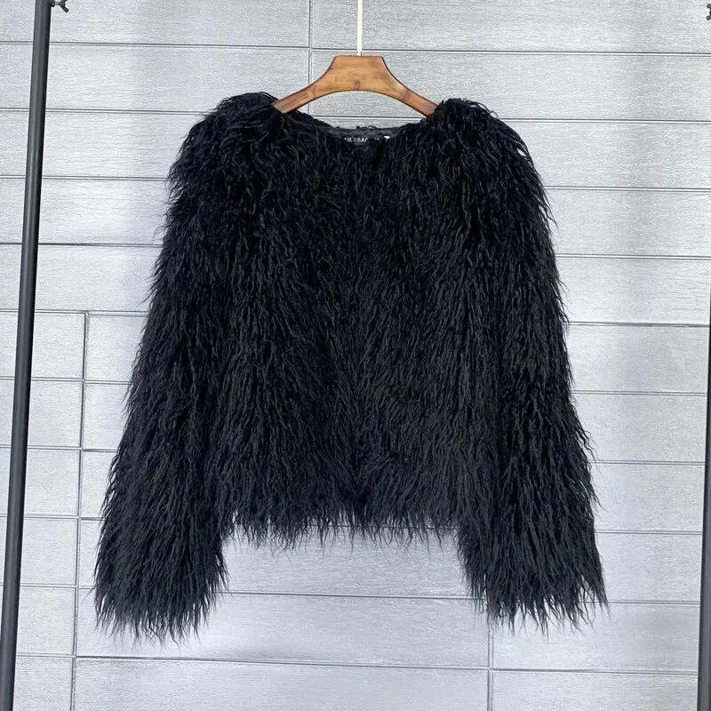 Tanguoant Imitation Fur Jacket Solid Beach Wool Women's Short Jacket