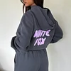 Fashion Sports LOGO Long Sleeve Pullover Hooded Sweatshirt Two Piece Set by Inlyline