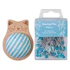 Cute Cat Pin Cushion Kit with 80 Craft Positioning Pins Needle Holders Wooden Base Adorable Pincushion for Quilting Needlepoint DIY Projects