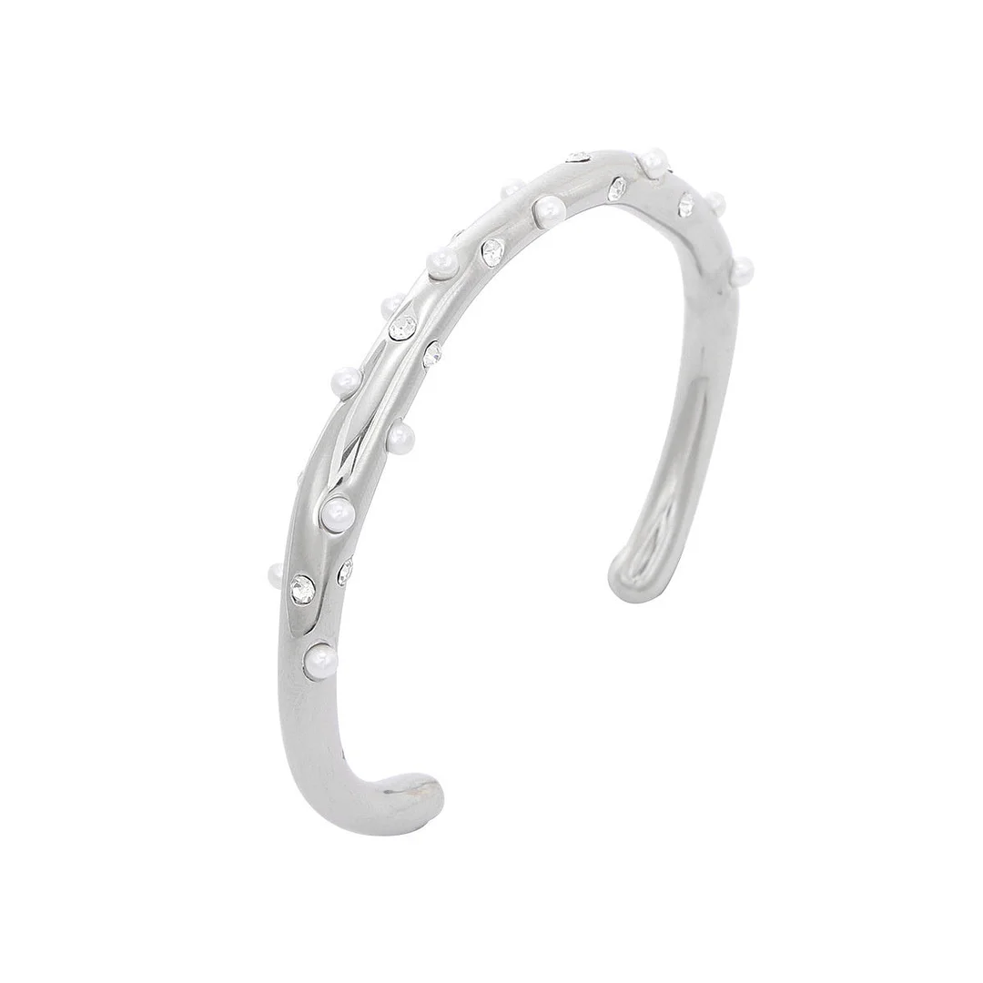 Diamond Pearl Titanium Steel Bracelet