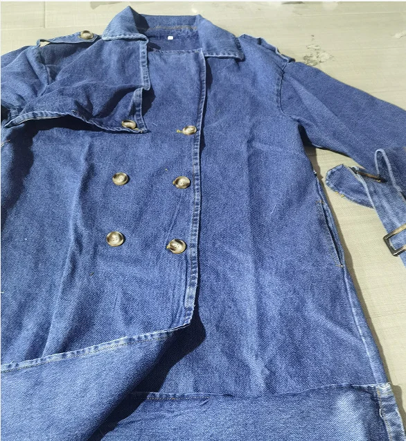 Woherb Woherb Lot Of 2024 New Loose Double-Breasted Jacket With A Belt Denim Trench Coat-Outfit Ideas