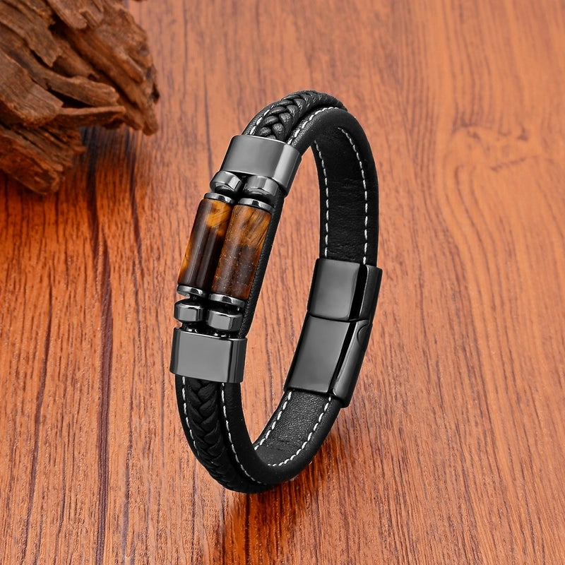 Modern Style Commute Geometric Leather Rope Metal Men's Bracelets