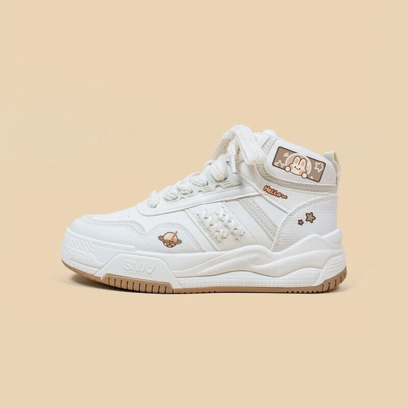 White Boba Bunny High Top Chunky Shoes - Women's