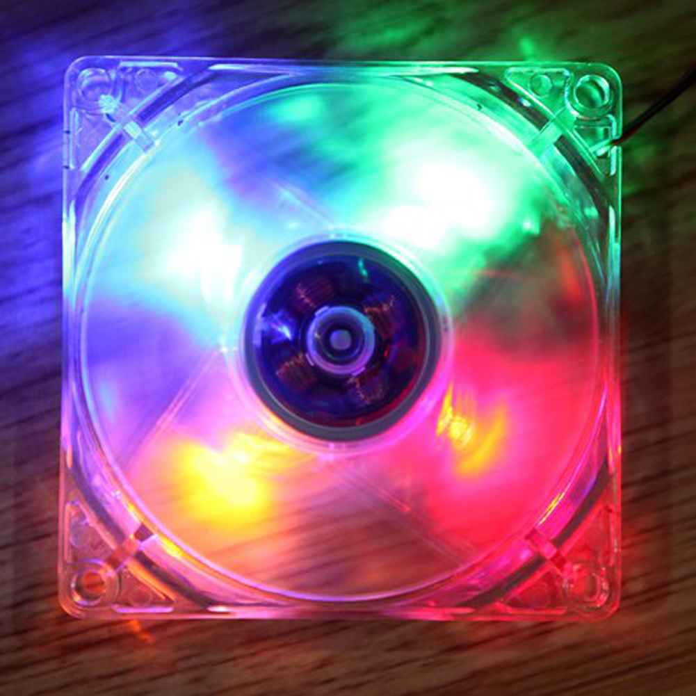 

120mm PC Computer Clear Case Quad 4 LED Light CPU Cooling Fan 12cm, Green, 501 Original