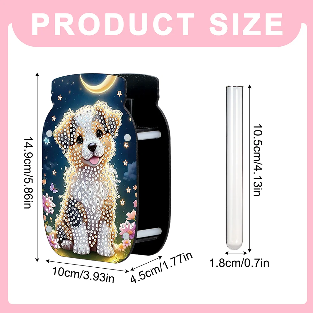 Cute Puppy Acrylic Double Sided Special Shape Diamond Painting Vase for Home