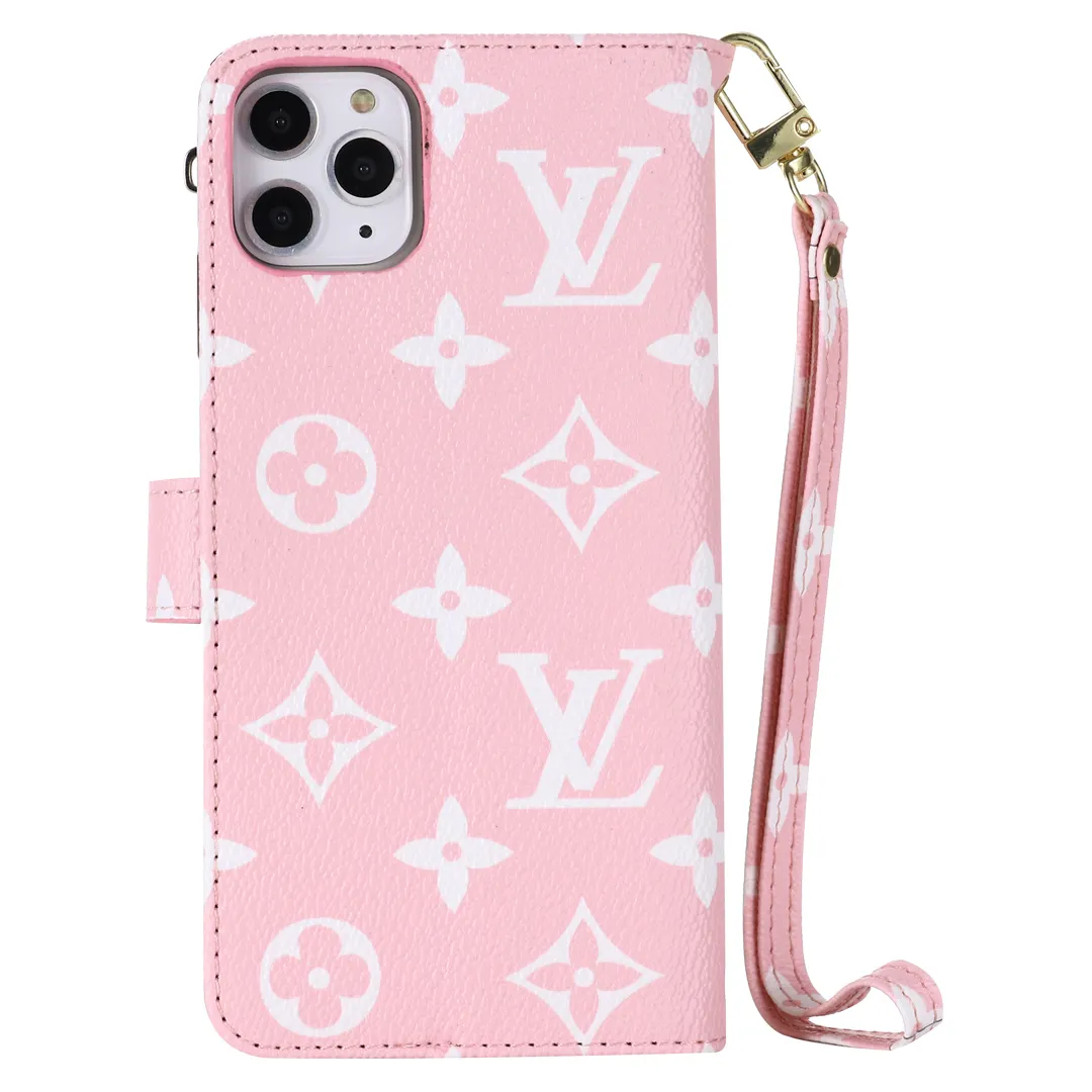 Monogram LV canvas leather wallet iPhone Samsung mobile phone case