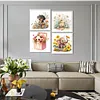 4pcs Diamond Painting -DIY Round Drill Dog Rabbit Panda Elephant