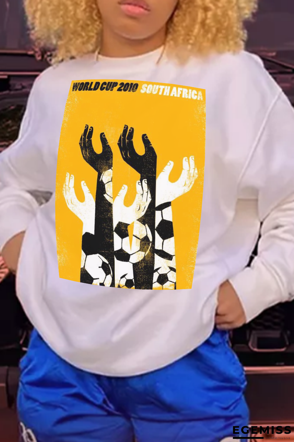 White Party Basis Print Letter O Neck Tops | EGEMISS