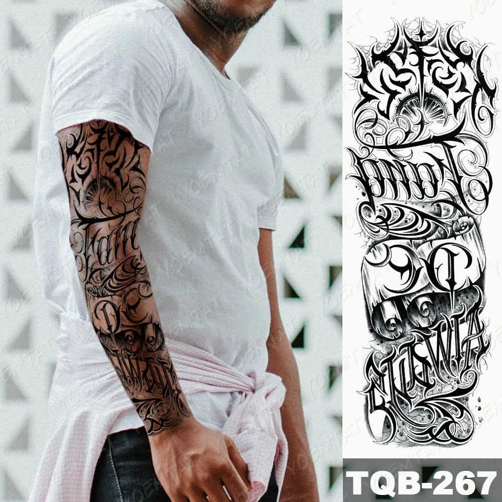 Large Full Arm Sleeve Tattoo Indian Forest Leopard Waterproof Temporary Tatoo Sticker Wild Tribe Men Women Body Art Tatto
