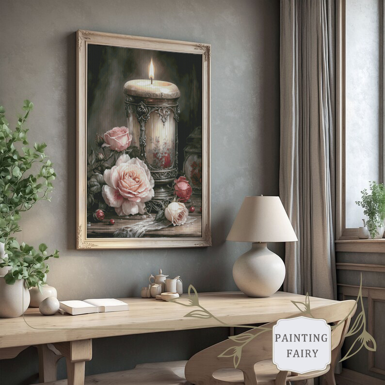 [ZZ5259-Floral Candle Shadow]  Painting Fairy Cross Stitch